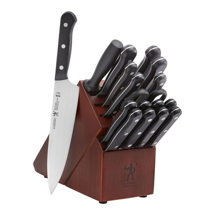 HENCKELS Razor-Sharp Solution 18-pc Knife Set with Block, Chef Knife, Steak Knife, Utility Knife, Dark Brown, Stainless Steel, German Engineered Informed by 100+ Years of Mastery