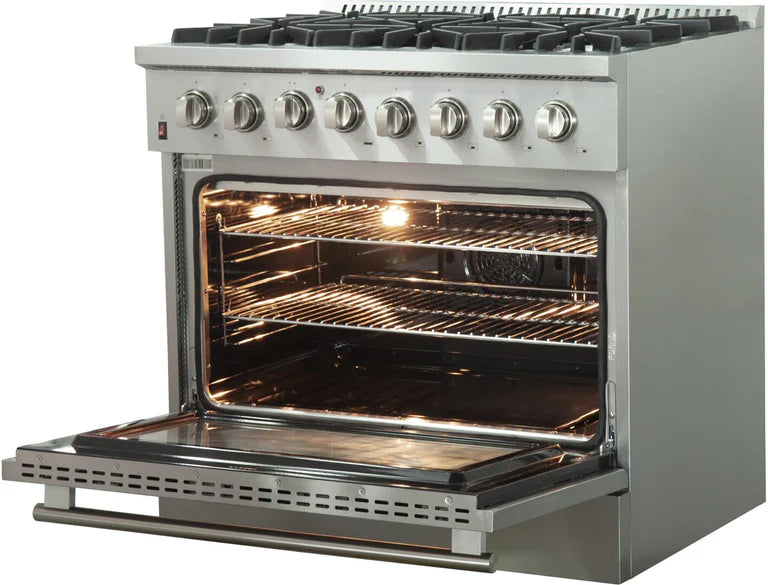 Forno Appliance Package - 36" Dual Fuel Range, Dishwasher, 36" Refrigerator