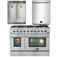 Forno Appliance Package - 48 Inch Gas Range, Dishwasher, 60 Inch Refrigerator, 3-Piece Package