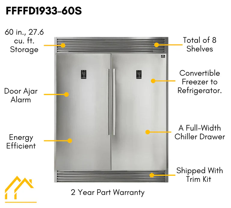 Forno Appliance Package - 30" Dual Fuel Range, Dishwasher, 60" Refrigerator