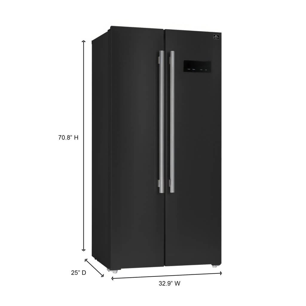 FORNO Salerno Espresso 33-inch Side-by-Side 15.6 Cu.Ft. Black or White Refrigerator (FFRBI1805-33BLK)