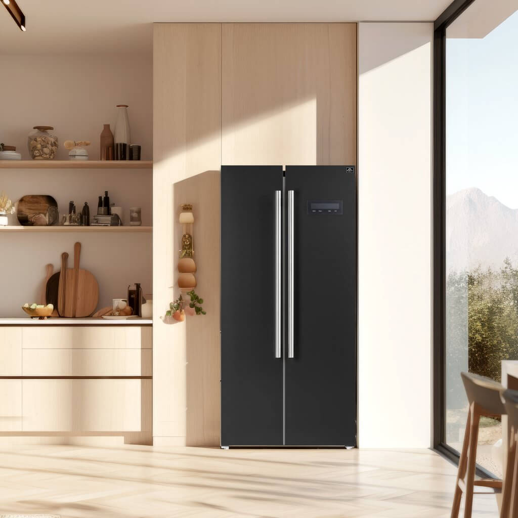 FORNO Salerno Espresso 33-inch Side-by-Side 15.6 Cu.Ft. Black or White Refrigerator (FFRBI1805-33BLK)