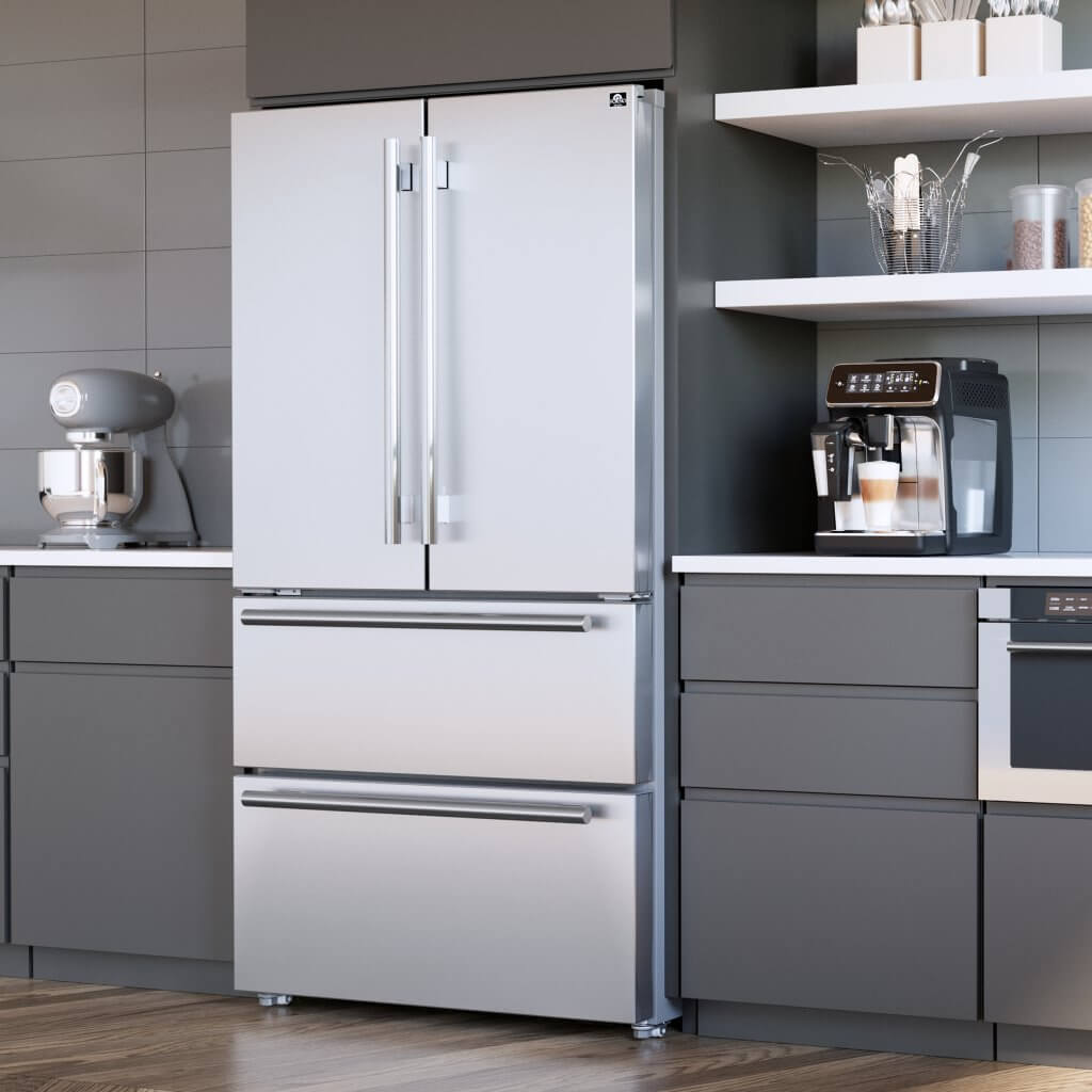 FORNO Moena 36″ French Door 19.2 Cu.Ft. Stainless Steel Refrigerator (FFRBI1820-36SB)