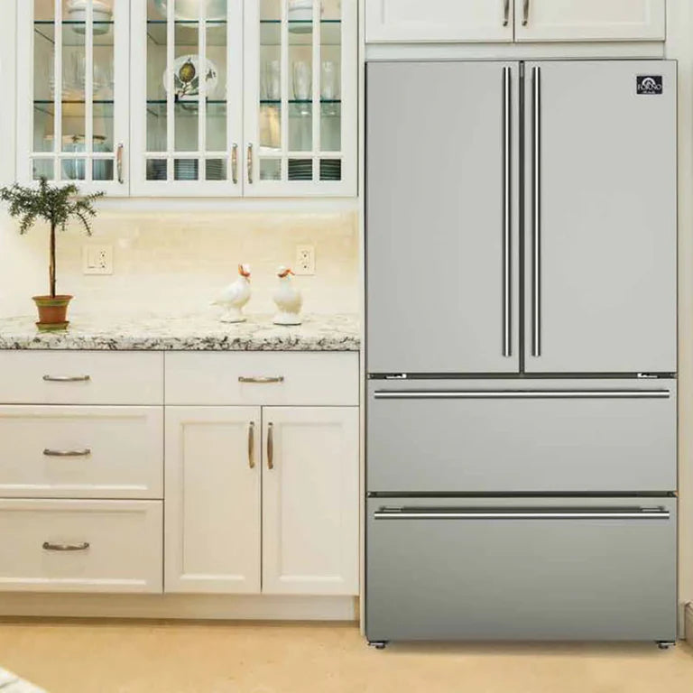 Forno Appliance Package - 48" Gas Range, Range Hood, 36" Refrigerator, Dishwasher