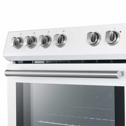 Forno 2-Piece Appliance Package - 30-Inch Electric Range and 30-Inch Refrigerator in White with Stainless Steel Handle (FBDL-003-11US)