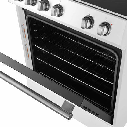 Forno 2-Piece Appliance Package - 30-Inch Electric Range and 30-Inch Refrigerator in White with Stainless Steel Handle (FBDL-003-11US)