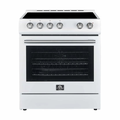 Forno 2-Piece Appliance Package - 30-Inch Electric Range and 30-Inch Refrigerator in White with Stainless Steel Handle (FBDL-003-11US)