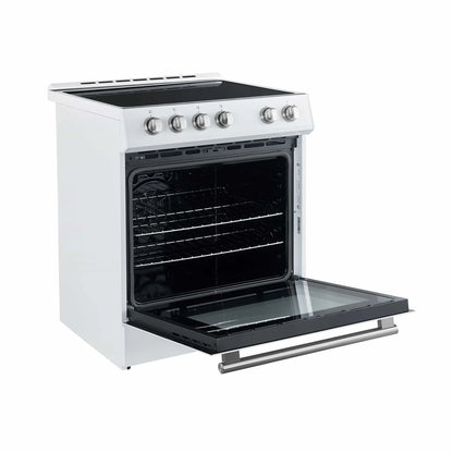 Forno 2-Piece Appliance Package - 30-Inch Electric Range and 30-Inch Refrigerator in White with Stainless Steel Handle (FBDL-003-11US)