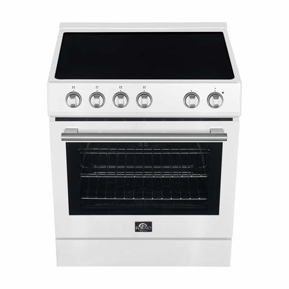 Forno 2-Piece Appliance Package - 30-Inch Electric Range and 30-Inch Refrigerator in White with Stainless Steel Handle (FBDL-003-11US)
