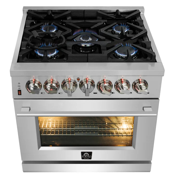 Forno Appliance Package - 30" Dual Fuel Range, Dishwasher, 60" Refrigerator