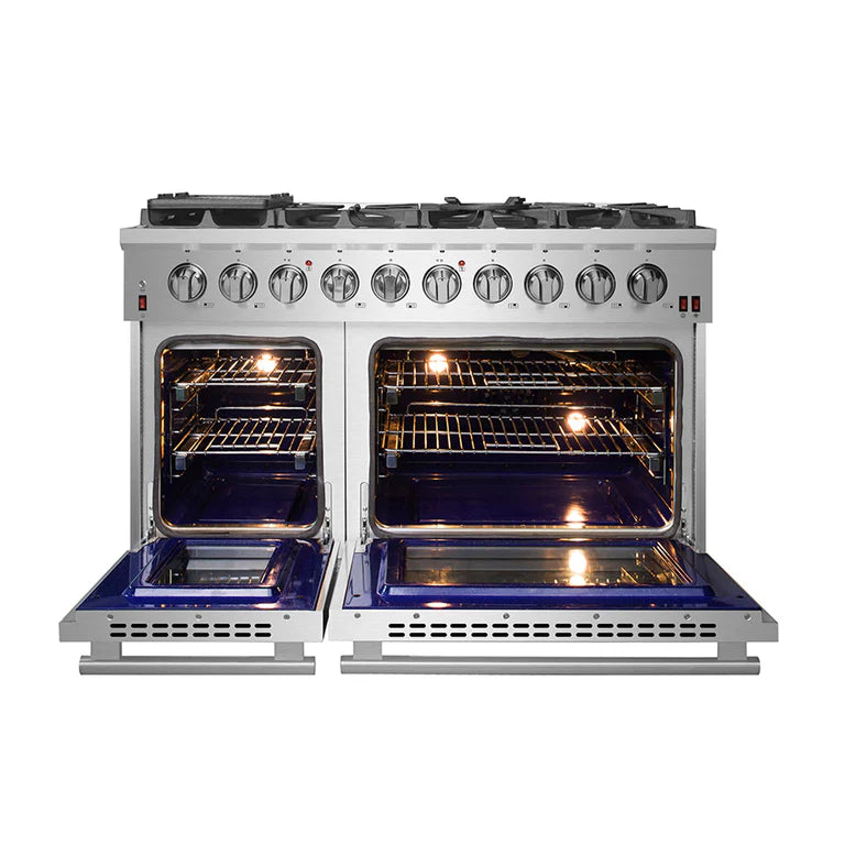 Forno Appliance Package - 48" Gas Range, Range Hood, 60" Refrigerator, Dishwasher