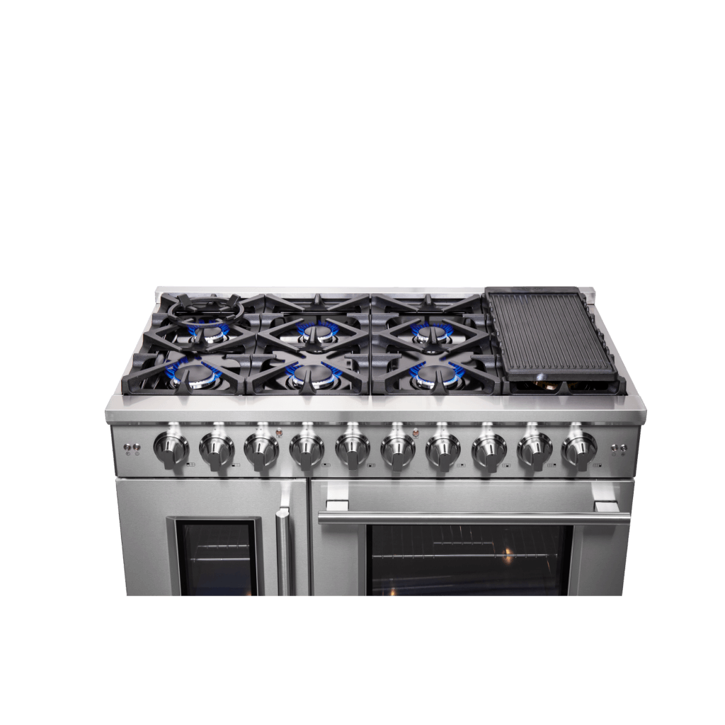 FORNO Massimo 48″ Freestanding French Door Gas Convection Range (FFSGS6439-48)