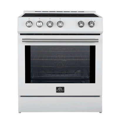 FORNO Premium 2 Pieces Kitchen Bundle - Forno Leonardo Espresso 30-Inch Slide-In White Induction Range, Forno Gallipoli Espresso 30-Inch White French Door Refrigerator - FBDL-014-10CAUS