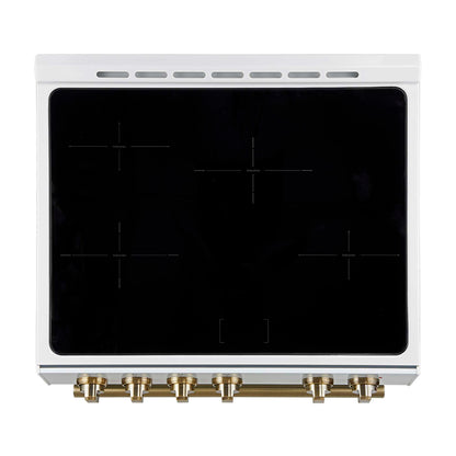 FORNO Premium 2 Pieces Kitchen Bundle - Forno Leonardo Espresso 30-Inch Slide-In White Induction Range, Forno Gallipoli Espresso 30-Inch White French Door Refrigerator - FBDL-014-10CAUS