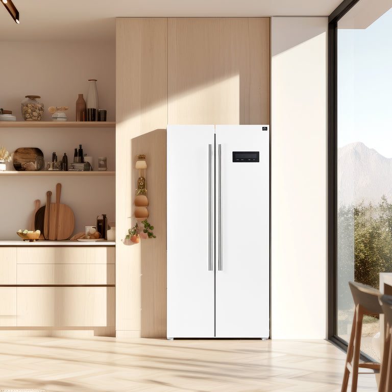 FORNO Salerno Espresso 33-inch Side-by-Side 15.6 Cu.Ft. Black or White Refrigerator (FFRBI1805-33BLK)