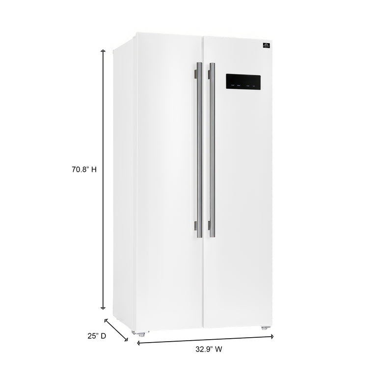 FORNO Salerno Espresso 33-inch Side-by-Side 15.6 Cu.Ft. Black or White Refrigerator (FFRBI1805-33BLK)