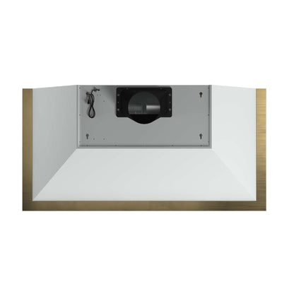 Forno Vittorio 48-Inch Wall Mount Range Hood, White with Antique Brass Trim, 600 CFM Airflow, Dishwasher-Safe Baffle Filters, Remote Control, 3-Speed Fan, Bright LED Lighting