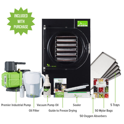 Harvest Right Medium Home Pro Freeze Dryer with Premier Vacuum Pump, 5 Trays and Mylar Starter Kit in Black (N-HRFDMBK-PP)