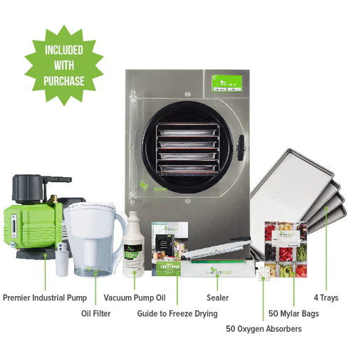 Harvest Right Small Home Pro Freeze Dryer with Premier Vacuum Pump, 4 Trays and Mylar Starter Kit in Stainless Steel (N-HRFDSSS-PP)