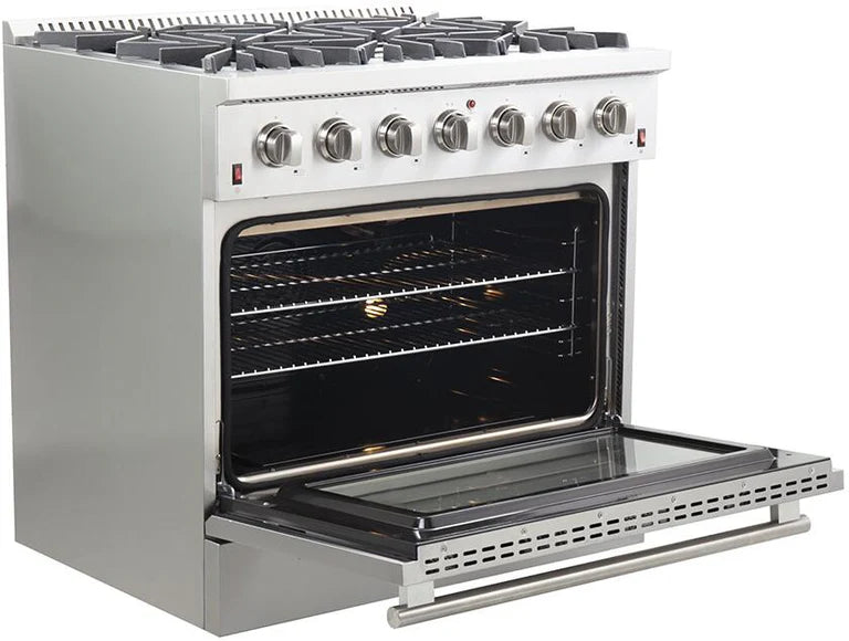 Forno Appliance Package - 36" Gas Range, Dishwasher, 36" Refrigerator