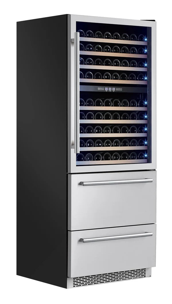 Forno Capraia 30" Dual Temperature Zone Wine Cooler with two Refrigerator Drawers (FWCDR6661-30S)