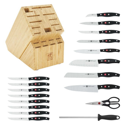 ZWILLING Twin Signature 19-Piece German Knife Set with Block, Made in Company-Owned German Factory with Special Formula Steel perfected for almost 300 Years