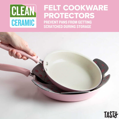 Tasty Pink Ceramic Cookware Set - 16 Piece Non-Stick Aluminum