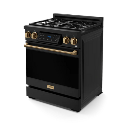 Gordon Ramsay by THOR Kitchen 30" 4.55 cu. ft. Professional Natural Gas Range with Tilt Panel Touch Control and Self-Clean in Matte Black with Bronze Accents