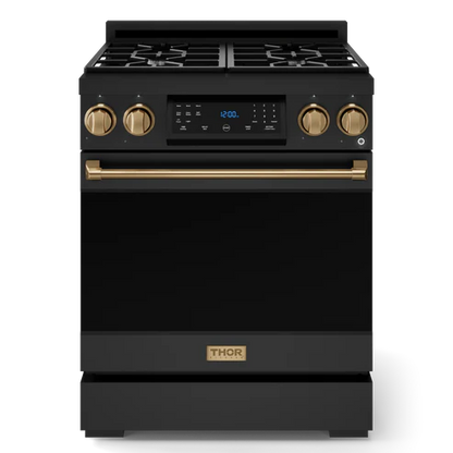 Gordon Ramsay by THOR Kitchen 30" 4.55 cu. ft. Professional Natural Gas Range with Tilt Panel Touch Control and Self-Clean in Stainless Steel with Bronze Accents