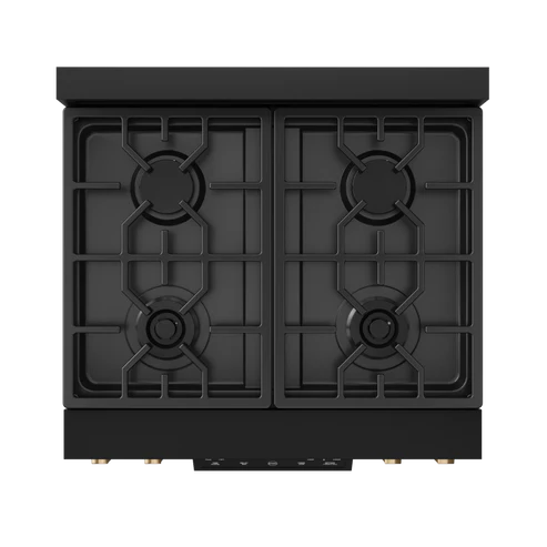 Gordon Ramsay by THOR Kitchen 30" 4.55 cu. ft. Professional Natural Gas Range with Tilt Panel Touch Control and Self-Clean in Matte Black with Bronze Accents