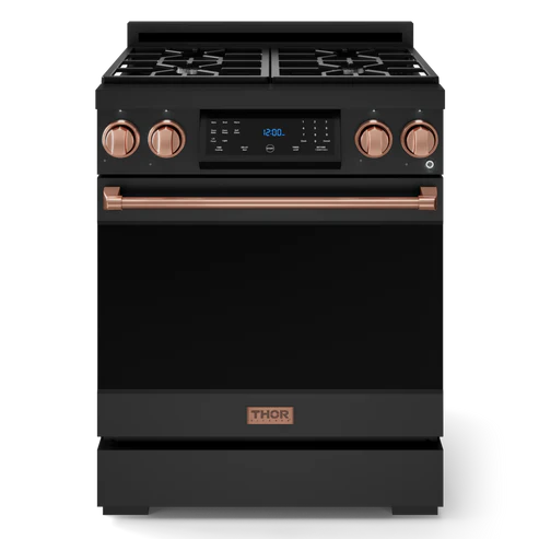 Gordon Ramsay by THOR Kitchen 30" 4.55 cu. ft. Professional Propane Gas Range with Tilt Panel Touch Control and Self-Clean in Stainless Steel with Rose Gold Accents