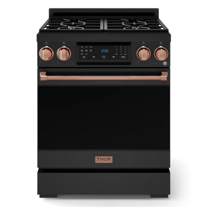 Gordon Ramsay by THOR Kitchen 30" 4.55 cu. ft. Professional Propane Gas Range with Tilt Panel Touch Control and Self-Clean in Stainless Steel with Rose Gold Accents