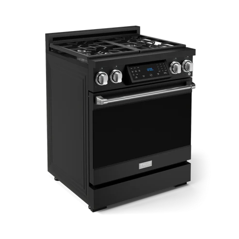 Gordon Ramsay by THOR Kitchen 30" 4.55 cu. ft. Professional Propane Gas Range with Tilt Panel Touch Control and Self-Clean in Matte Black with Stainless Steel Accents