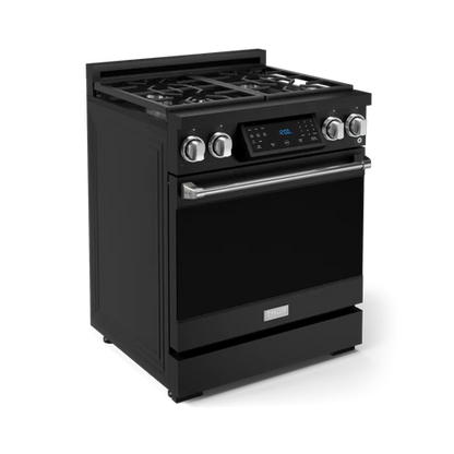 Gordon Ramsay by THOR Kitchen 30" 4.55 cu. ft. Professional Propane Gas Range with Tilt Panel Touch Control and Self-Clean in Matte Black with Stainless Steel Accents