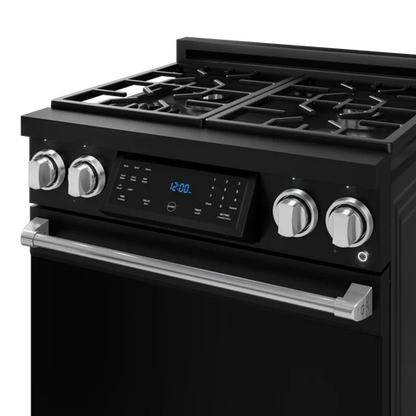 Gordon Ramsay by THOR Kitchen 30" 4.55 cu. ft. Professional Propane Gas Range with Tilt Panel Touch Control and Self-Clean in Matte Black with Stainless Steel Accents