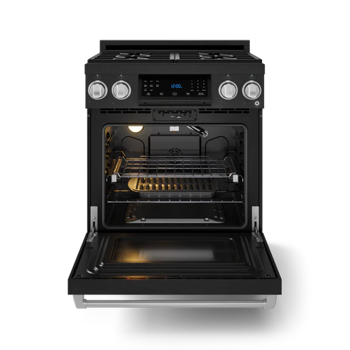 Gordon Ramsay by THOR Kitchen 30" 4.55 cu. ft. Professional Propane Gas Range with Tilt Panel Touch Control and Self-Clean in Matte Black with Stainless Steel Accents