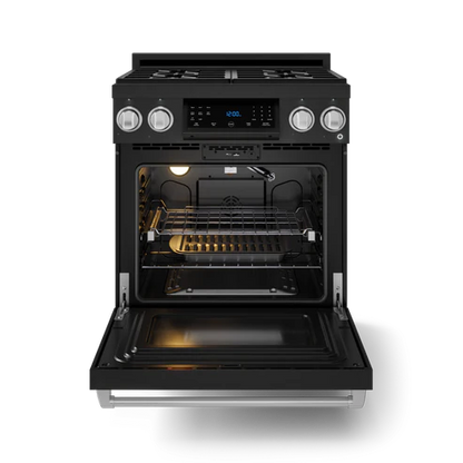 Gordon Ramsay by THOR Kitchen 30" 4.55 cu. ft. Professional Propane Gas Range with Tilt Panel Touch Control and Self-Clean in Matte Black with Stainless Steel Accents