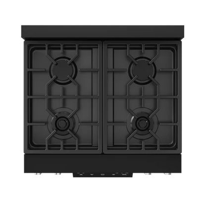 Gordon Ramsay by THOR Kitchen 30" 4.55 cu. ft. Professional Propane Gas Range with Tilt Panel Touch Control and Self-Clean in Matte Black with Stainless Steel Accents