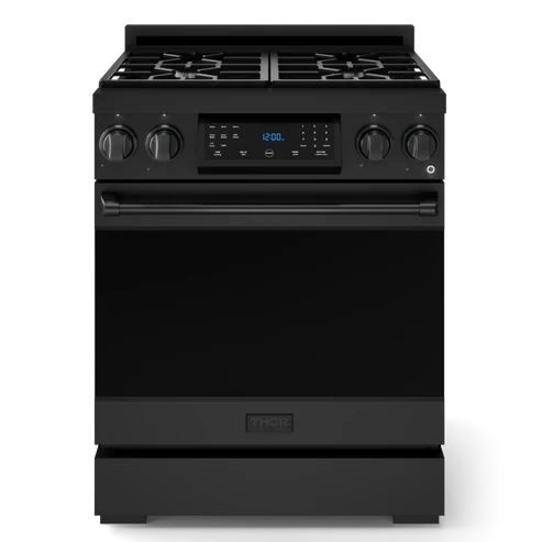 Gordon Ramsay by THOR Kitchen 30" 4.55 cu. ft. Professional Natural Gas Range with Tilt Panel Touch Control and Self-Clean in Stainless Steel with Black Accents