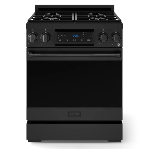 Gordon Ramsay by THOR Kitchen 30" 4.55 cu. ft. Professional Propane Gas Range with Tilt Panel Touch Control and Self-Clean in Matte Black