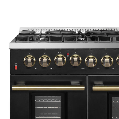 (Black & White) Forno Galiano 48″ Freestanding Dual Fuel Range (FFSGS6156-48BLK)