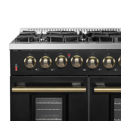 (Black & White) Forno Galiano 48″ Freestanding Dual Fuel Range (FFSGS6156-48BLK)