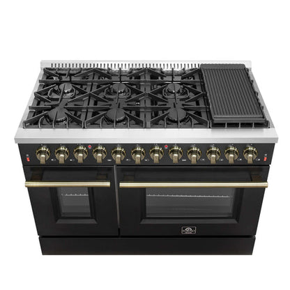 (Black & White) Forno Galiano 48″ Freestanding Dual Fuel Range (FFSGS6156-48BLK)