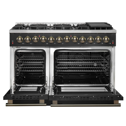 (Black & White) Forno Galiano 48″ Freestanding Dual Fuel Range (FFSGS6156-48BLK)