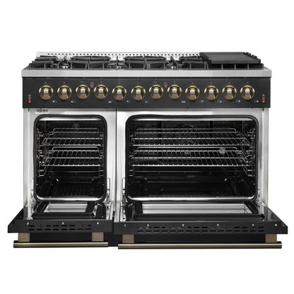(Black & White) Forno Galiano 48″ Freestanding Dual Fuel Range (FFSGS6156-48BLK)