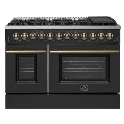 (Black & White) Forno Galiano 48″ Freestanding Dual Fuel Range (FFSGS6156-48BLK)