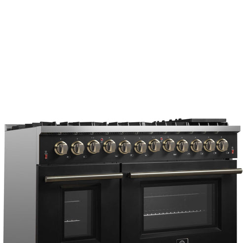 (Black & White) Forno Galiano 48″ Freestanding Dual Fuel Range (FFSGS6156-48BLK)