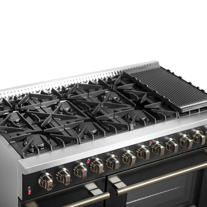 (Black & White) Forno Galiano 48″ Freestanding Dual Fuel Range (FFSGS6156-48BLK)