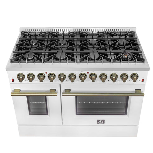 (Black & White) Forno Galiano 48″ Freestanding Dual Fuel Range (FFSGS6156-48BLK)