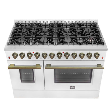 (Black & White) Forno Galiano 48″ Freestanding Dual Fuel Range (FFSGS6156-48BLK)